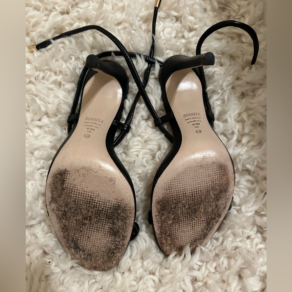 SCHUTZ Black Strappy Heeled Sandals - Picture 4 of 4